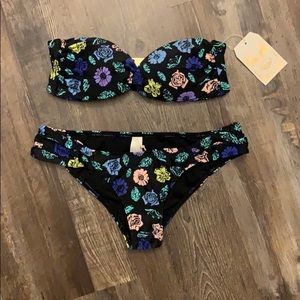 Obey black and floral bikini, size small